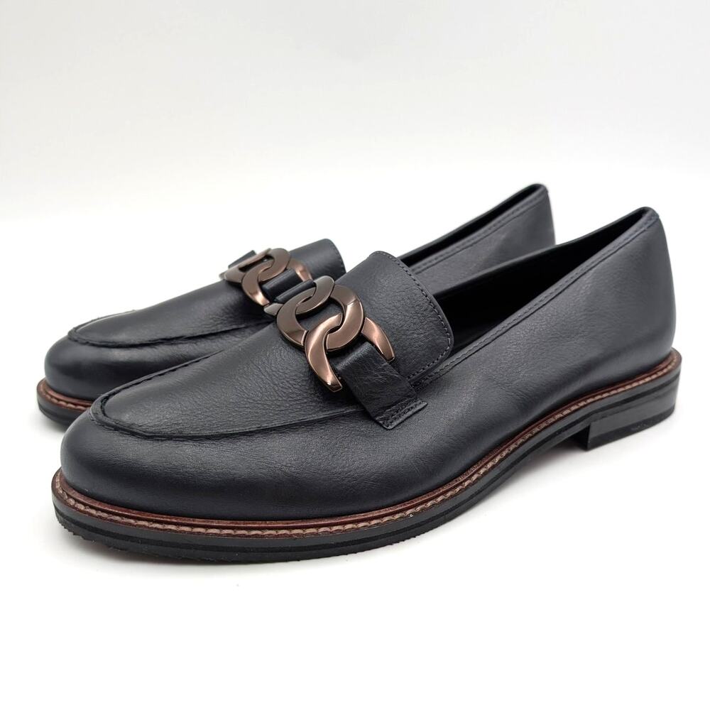 Ara Kyle II Chain Loafer Shoes Round Toe Women's Black Size US6.5 EU37